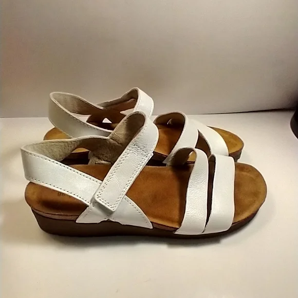 Naot Kayla White Leather Comfort Wedge Sandals Women's sz 7(38). - Picture 2 of 10